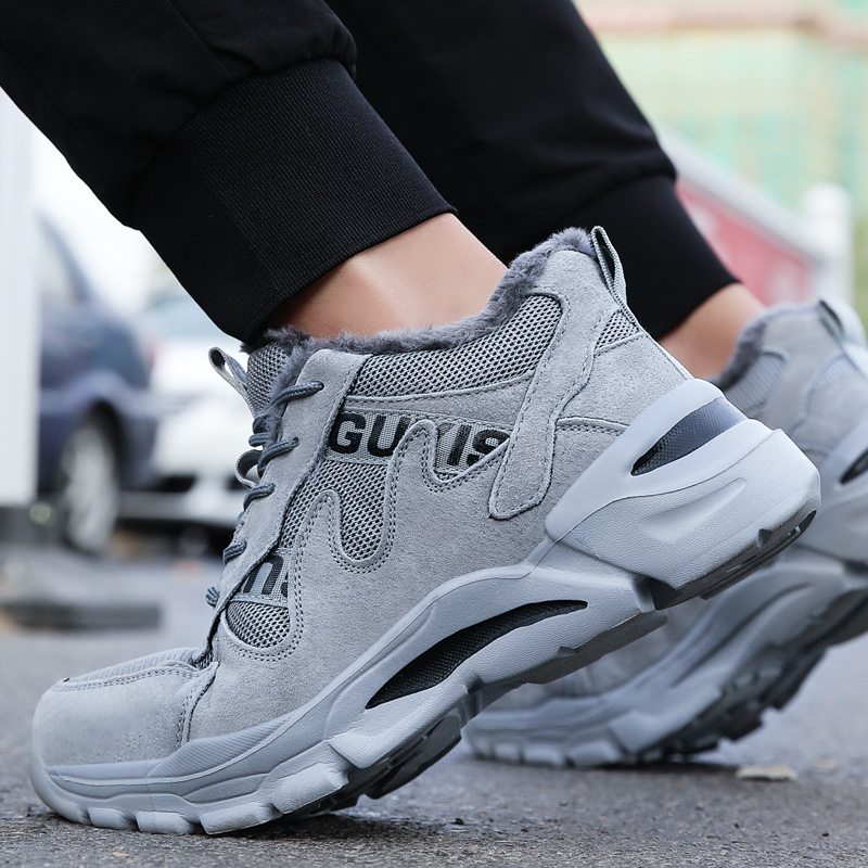 winter Men's Steel Toe Slip Resistant Puncture Proof Construction Safety Work Shoes