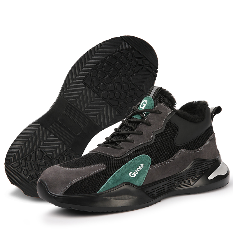 winter keep warm security puncture-proof anti-slip construction cotton safety shoes with steel toes for men