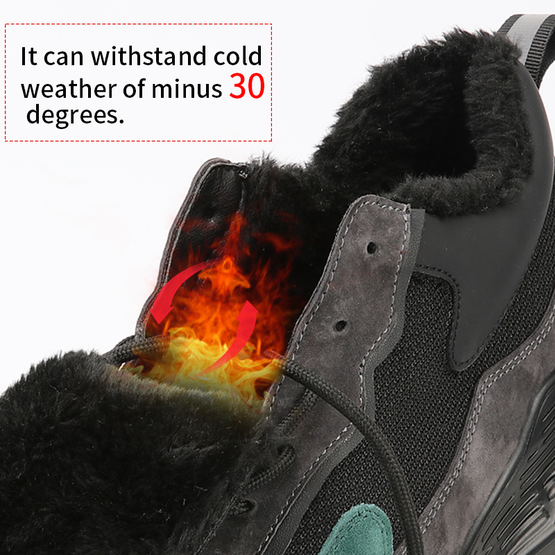 winter keep warm security puncture-proof anti-slip construction cotton safety shoes with steel toes for men