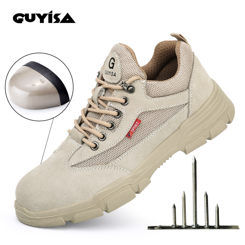 GUYISA wear-resistant safety shoes men smash proof stab proof work shoe rubber bottom