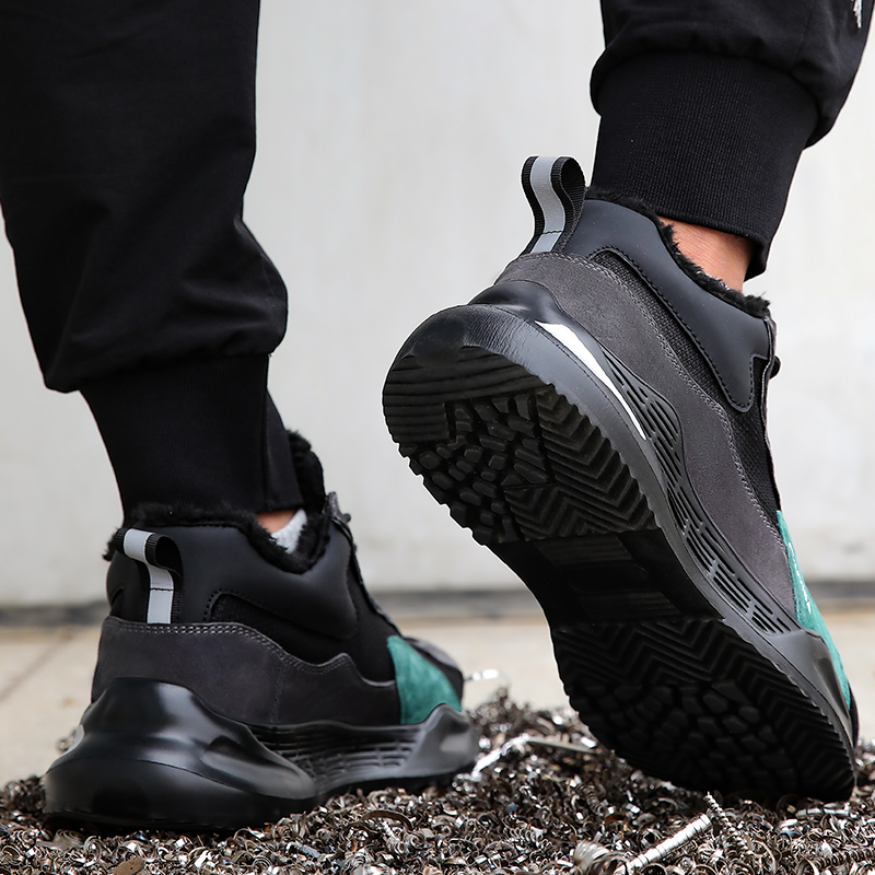 winter keep warm security puncture-proof anti-slip construction cotton safety shoes with steel toes for men