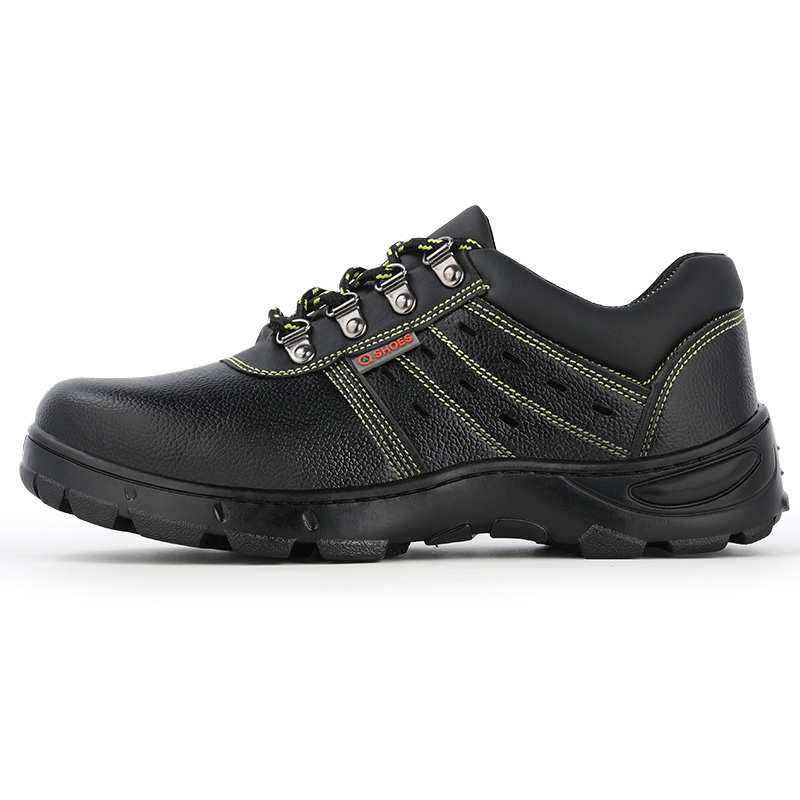 embossed leather rubber sole safety shoes with steel toe work boots