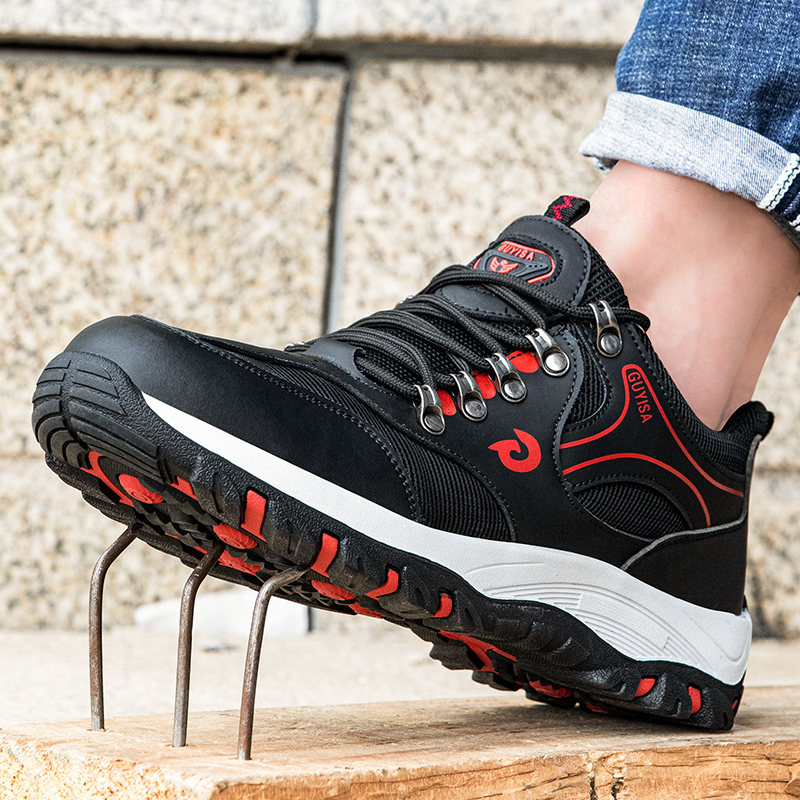 Microfiber Leather and mesh cloth rubber outsole summer safety shoes