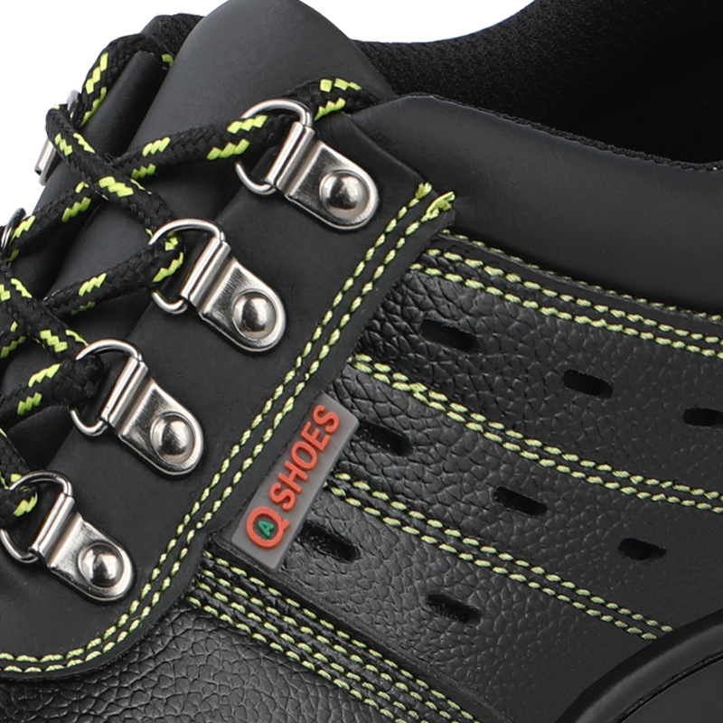 embossed leather rubber sole safety shoes with steel toe work boots