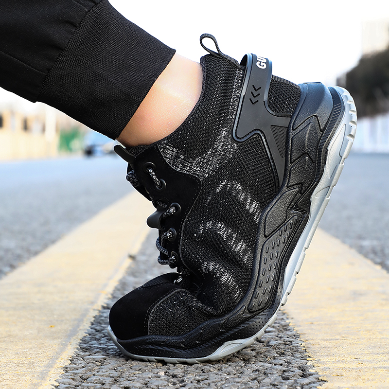 GUYISA Safety Mens Steel Toe PU sole Security working with Casual Trainers
