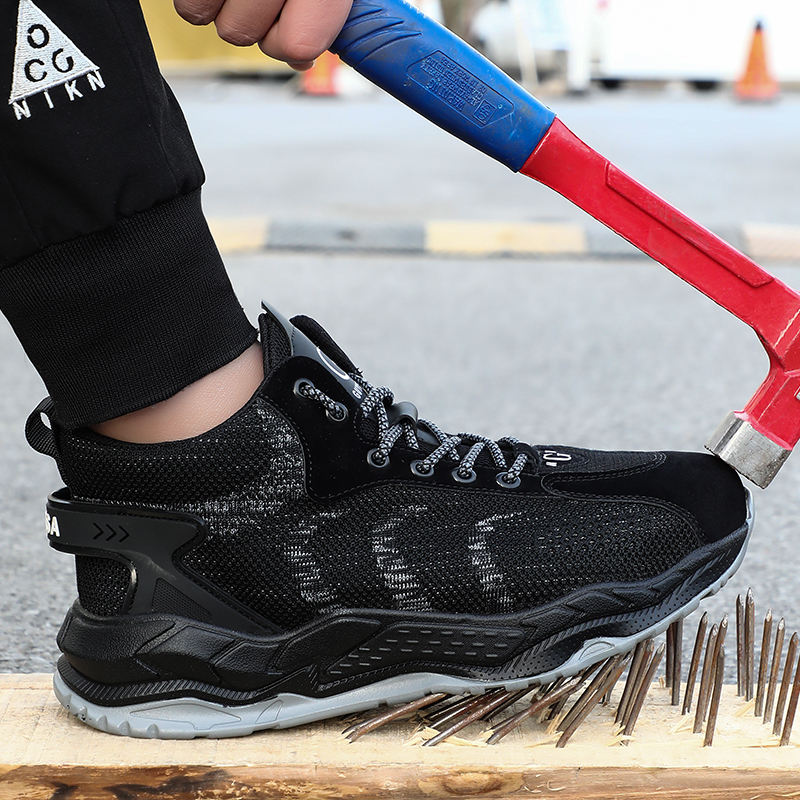 GUYISA Safety Mens Steel Toe PU sole Security working with Casual Trainers