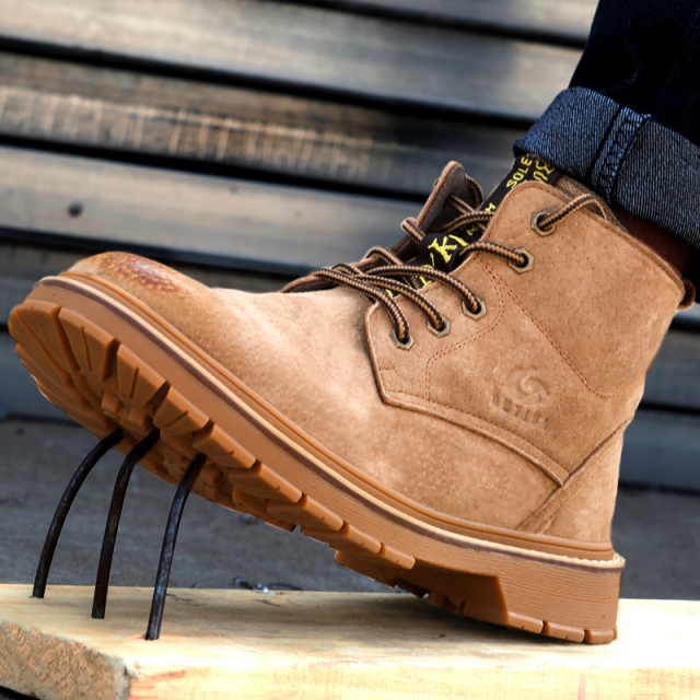 GUYISA Fashion Waterproof Work Boot Black Casual Trainers Steel Toe Safety Shoes for Men