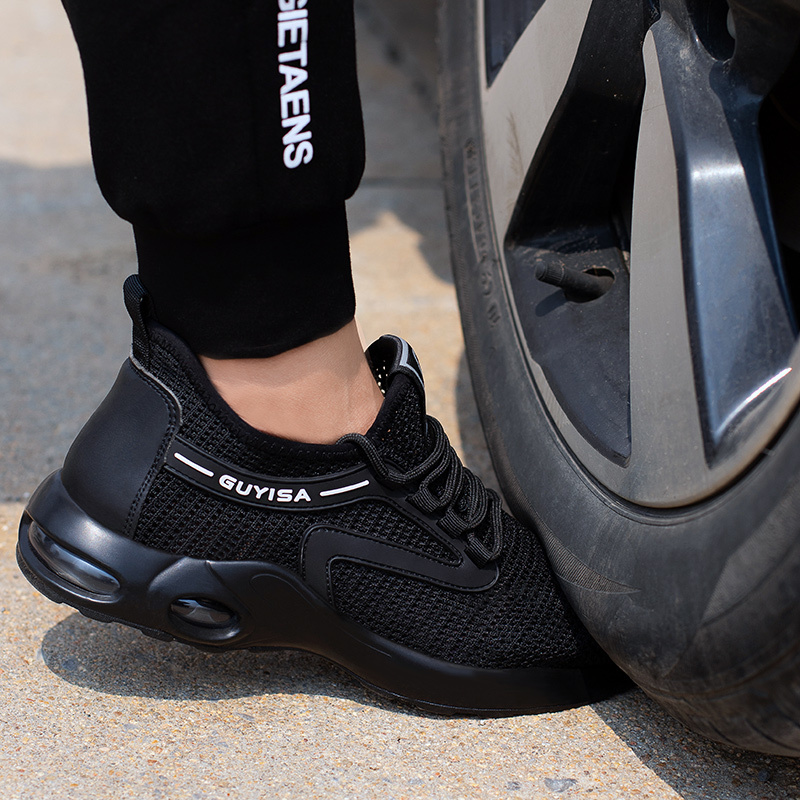 GUYISA casual black low cut pu outsole work safety shoes for men