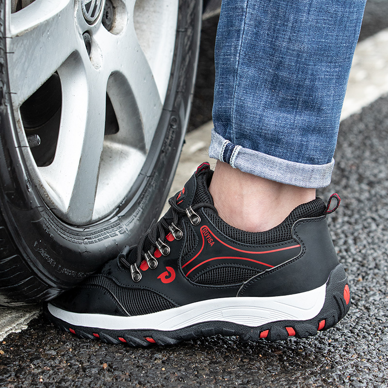 Microfiber Leather and mesh cloth rubber outsole summer safety shoes