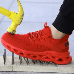 GUYISA Fashion Breathable Anti Smashing Red Shoes for Women Light EVA Bottom Safety Shoes Men's Work Shoes