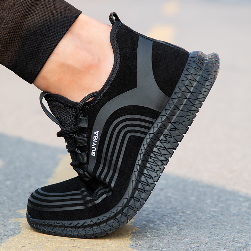 Black Anti Puncture Anit Skid Autumn Winter Rubber Bottom Industrial Safety Shoes