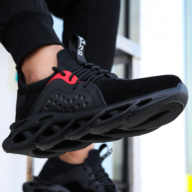 GUYISA Black Lightweight Soft High Elastic EVA Outsole Suede Leather Steel Toe Safety Shoes Men's for Work