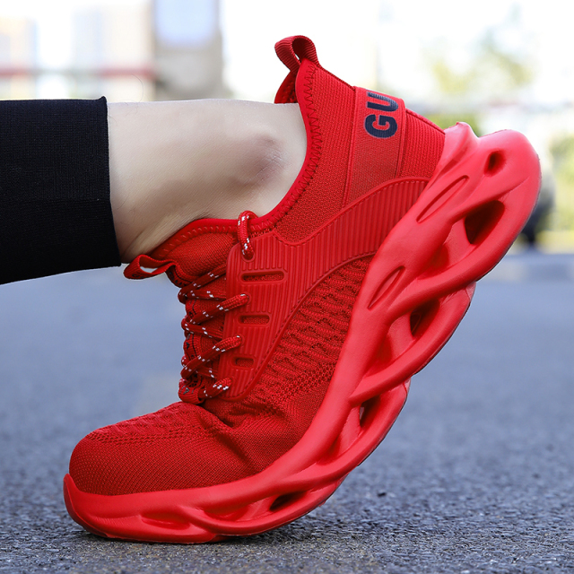 GUYISA Fashion Breathable Anti Smashing Red Shoes for Women Light EVA Bottom Safety Shoes Men's Work Shoes