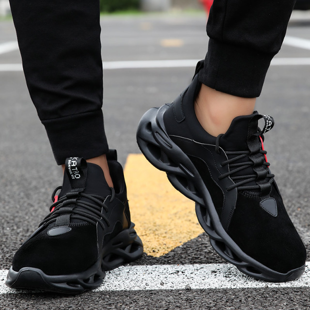 GUYISA Black Lightweight Soft High Elastic EVA Outsole Suede Leather Steel Toe Safety Shoes Men's for Work