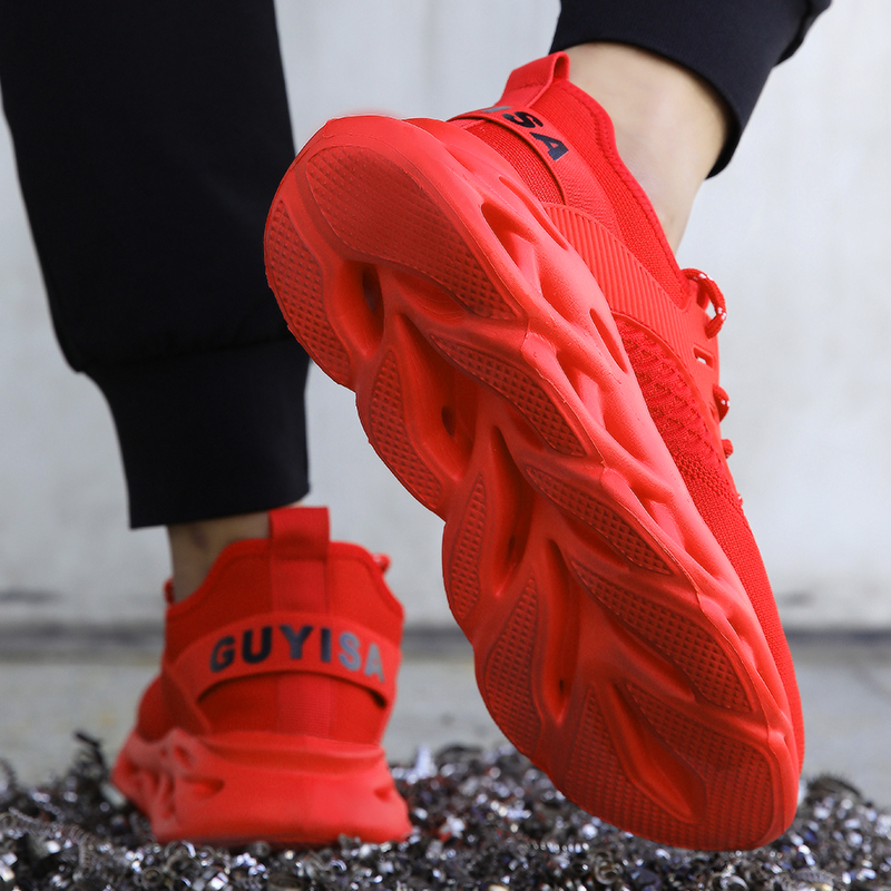 GUYISA Fashion Breathable Anti Smashing Red Shoes for Women Light EVA Bottom Safety Shoes Men's Work Shoes