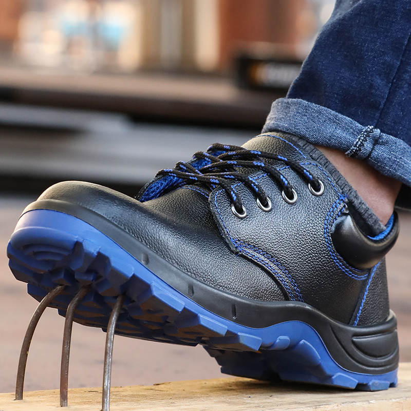 New Design Black Cowhide Anti-static Safety Work Shoes Anti-Smash Steel Toe Shoes