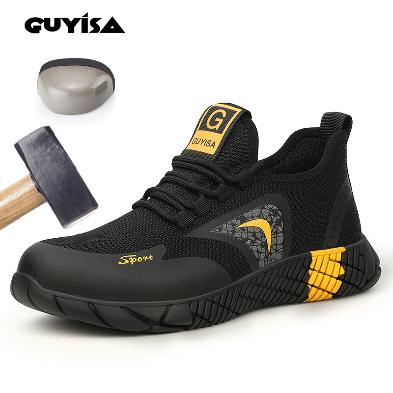 Breathable lightweight prevent puncture soft work safety shoes men anti-smash steel toe