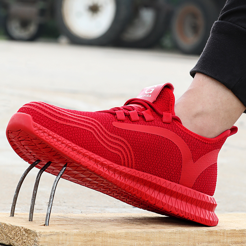 China Red Non-slip Anti-puncture Protective Safety Shoes for Women Men