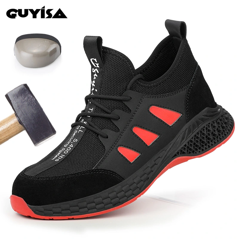 GUYISA factory hot sale men's work steel toe safety shoes anti puncture comfortable security