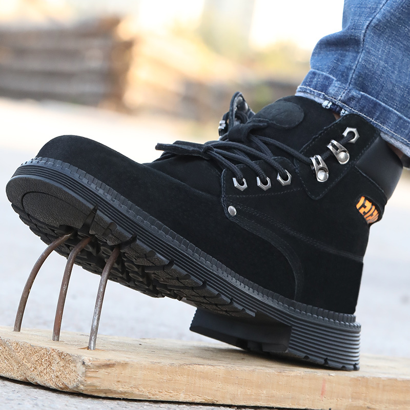 GUYISA China factory black high ankle steel toe safety shoes industrial safety boots