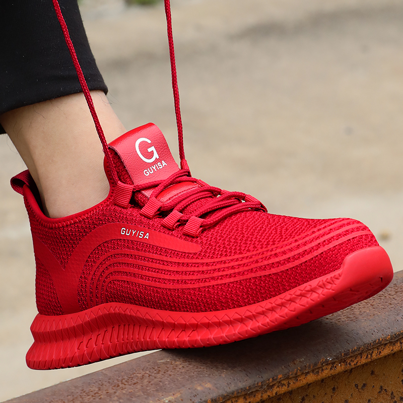 China Red Non-slip Anti-puncture Protective Safety Shoes for Women Men