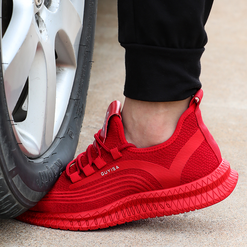 China Red Non-slip Anti-puncture Protective Safety Shoes for Women Men