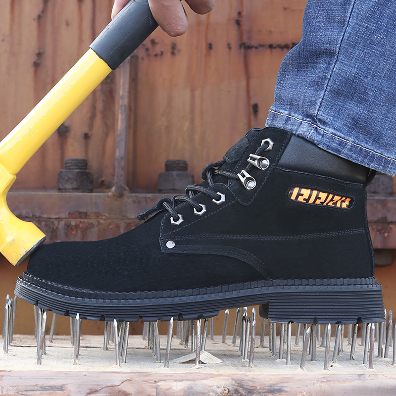 GUYISA China factory black high ankle steel toe safety shoes industrial safety boots
