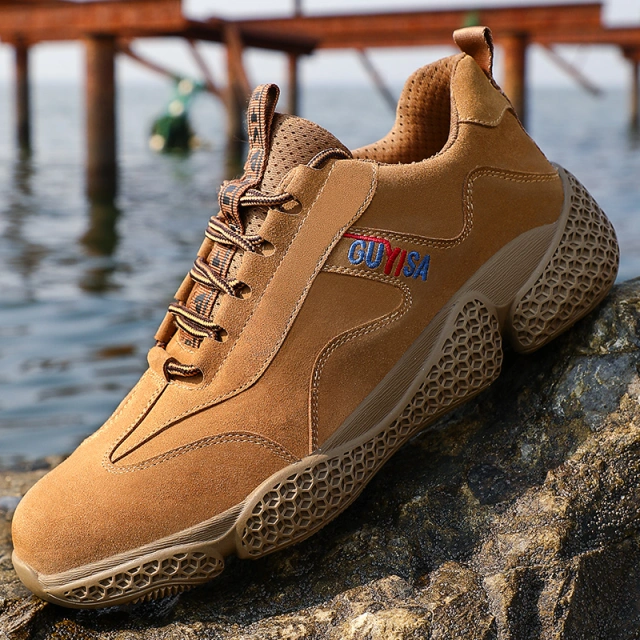 GUYISA high quality hiking shoe men safety work shoes fire resistant suede leather