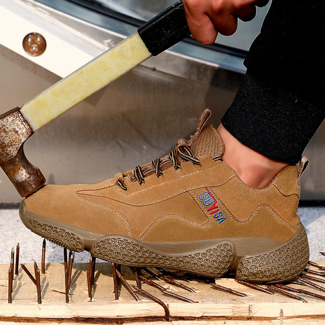 GUYISA high quality hiking shoe men safety work shoes fire resistant suede leather