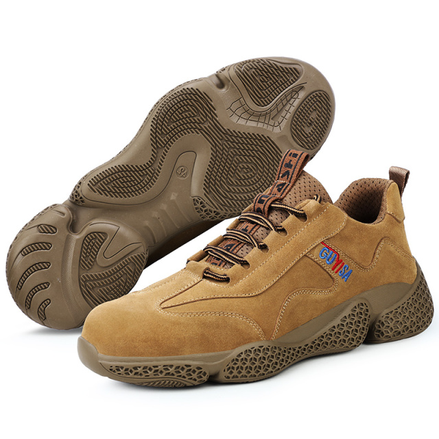 GUYISA high quality hiking shoe men safety work shoes fire resistant suede leather