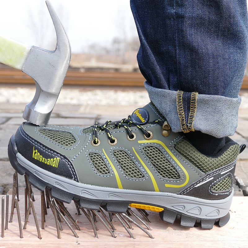 Stylish Work Shoes Breathable Mesh Upper Safety Shoes Men Women with Steel Toe
