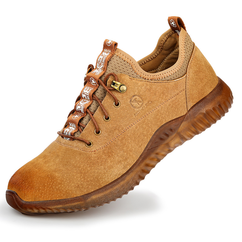 Comfortable Summer Breathable Brown Lightweight Soft Safety Shoes For Men Women