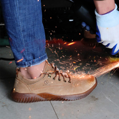 GUYISA comfortable summer breathable brown light soft safety shoes for men