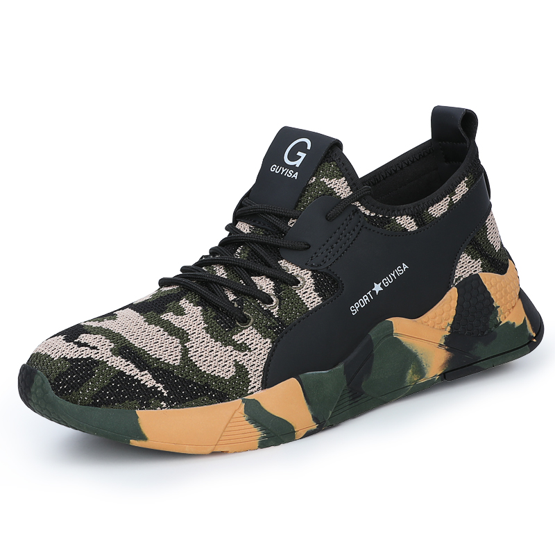 Cmouflage Color Anti Smash Steel Cap Non Slip Rubber Sole Safety Work Shoes