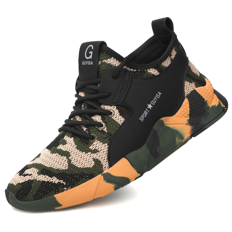 Cmouflage Color Anti Smash Steel Cap Non Slip Rubber Sole Safety Work Shoes