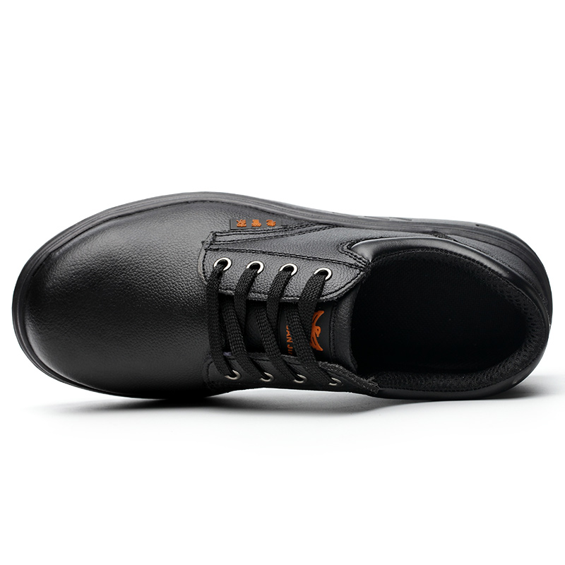 Non Slip Cowhide Leather Industrial Work Shoes Steel Plate Safety Shoes For Men Women