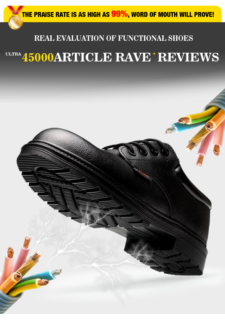 Black Cowhide Insulation Shoes for Electricians Unti Smashing Steel Toe ...