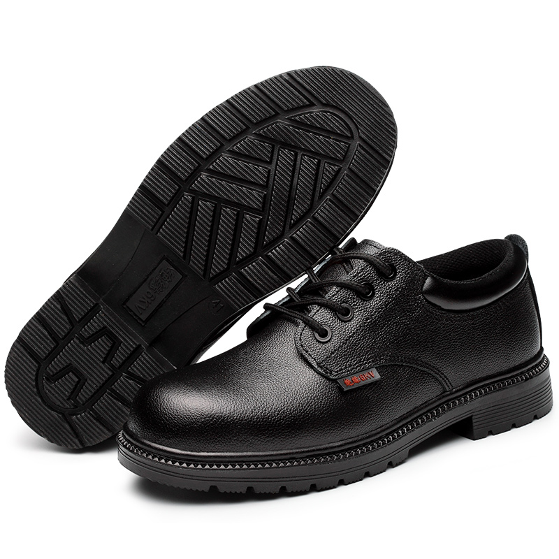 Black Cowhide Insulation Shoes for Electricians Unti Smashing Steel Toe Safety Shoes
