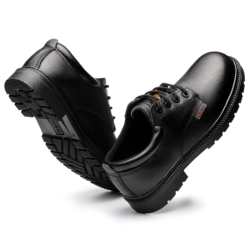 Black Cowhide Insulation Shoes for Electricians Unti Smashing Steel Toe Safety Shoes
