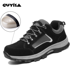 GUYISA high quality mesh winter Black Suede soft rubber sole steel toe safety work shoes anti smashing men's work shoes