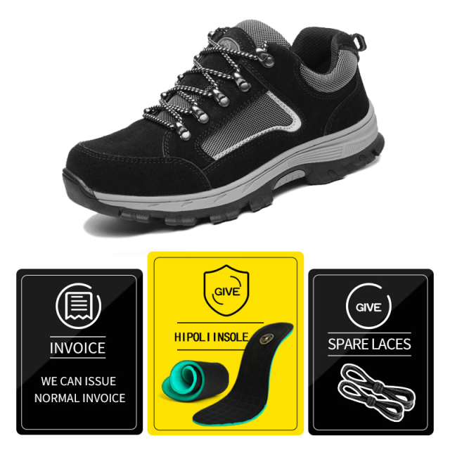GUYISA high quality mesh winter Black Suede soft rubber sole steel toe safety work shoes anti smashing men's work shoes