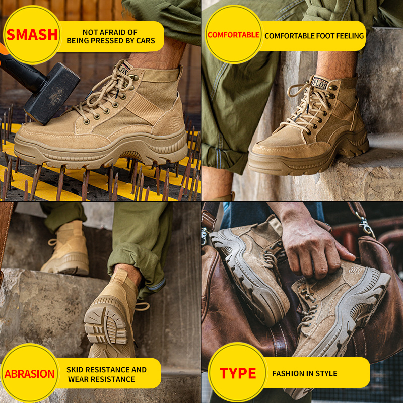 Guyisa new wear resistant high quality outdoor sports safety shoes light and breathable working steel shoes