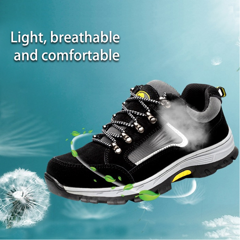 GUYISA high quality mesh winter Black Suede soft rubber sole steel toe safety work shoes anti smashing men's work shoes