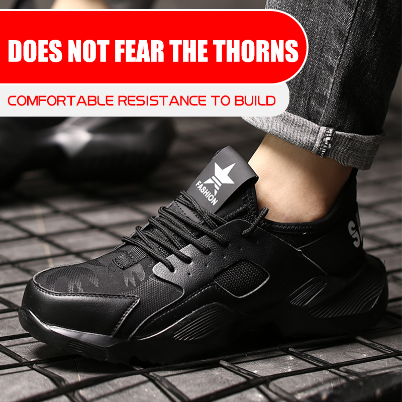 GUYISA stock CE breathable black net leather anti smashing and anti piercing steel toe men's safety work shoes