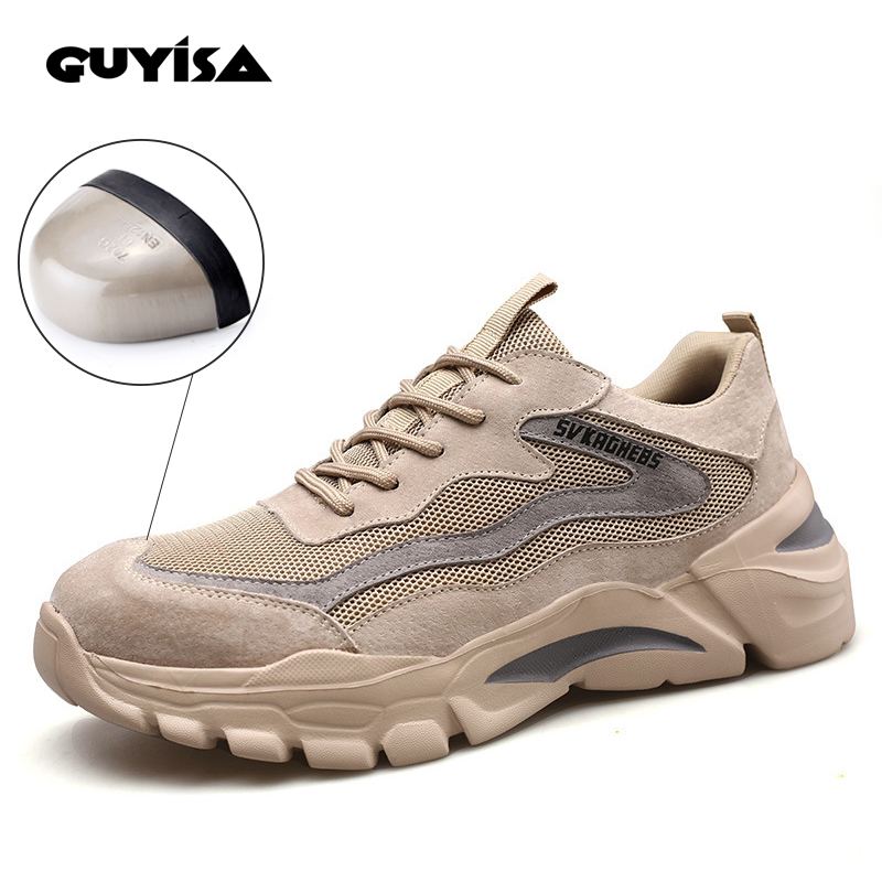 GUYISA stock CE lightweight comfortable breathable wear resistant steel toe safety work shoes labor protection shoes