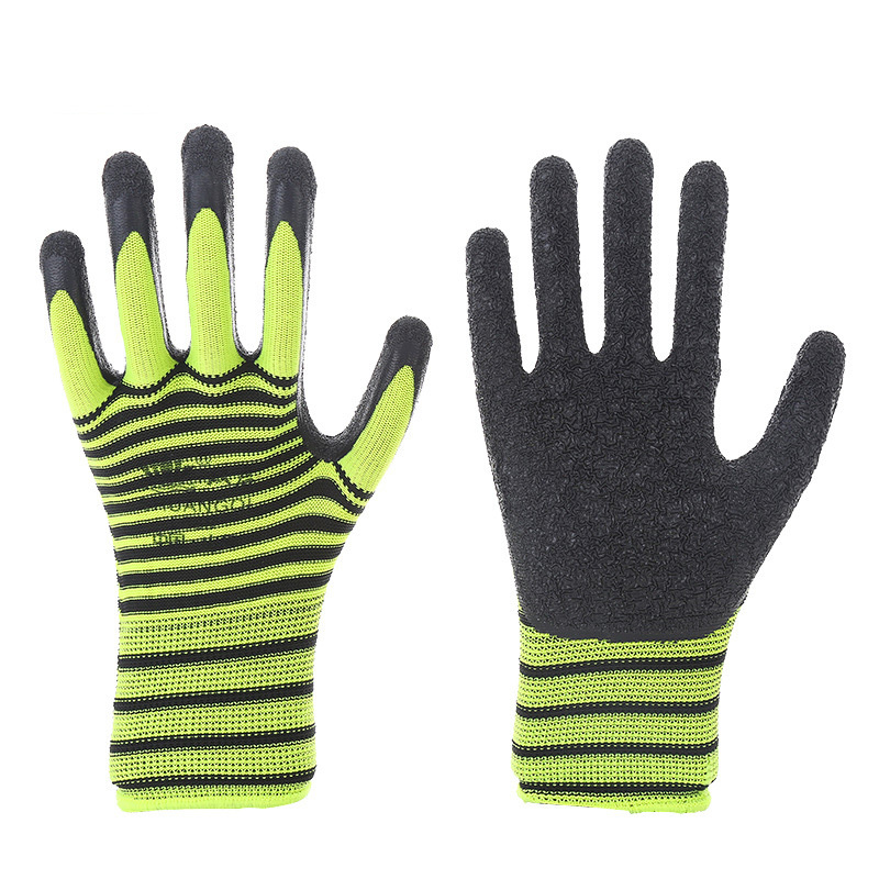 Coating Crinkle Rubber Anti Slip Safety Thermal Terry Work Latex Gloves For Construction Gardening