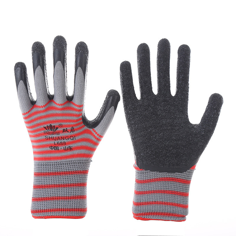 Coating Crinkle Rubber Anti Slip Safety Thermal Terry Work Latex Gloves For Construction Gardening