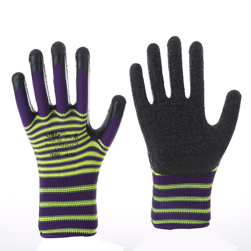 Coating Crinkle Rubber Anti Slip Safety Thermal Terry Work Latex Gloves For Construction Gardening