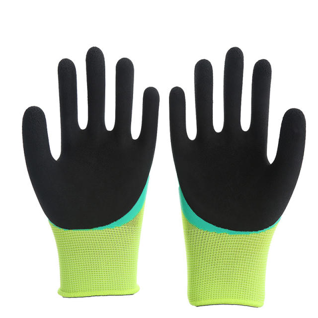 High-quality wear-resistant acid and alkali resistant rubber spliced breathable safety protective gloves