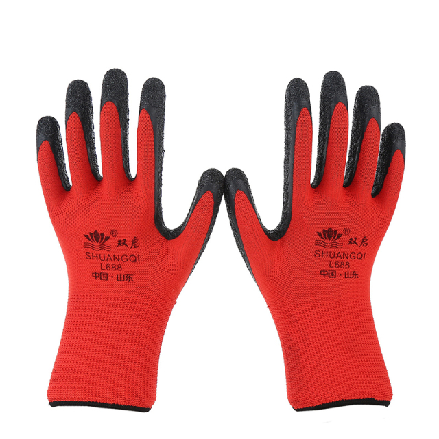 Customized industrial safety structure Anti Slip Grip heavy cotton blended rubber latex gardening hand protection